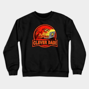 Clever Dad Velociraptor Hacking Dinosaur Laptop Crewneck Sweatshirt